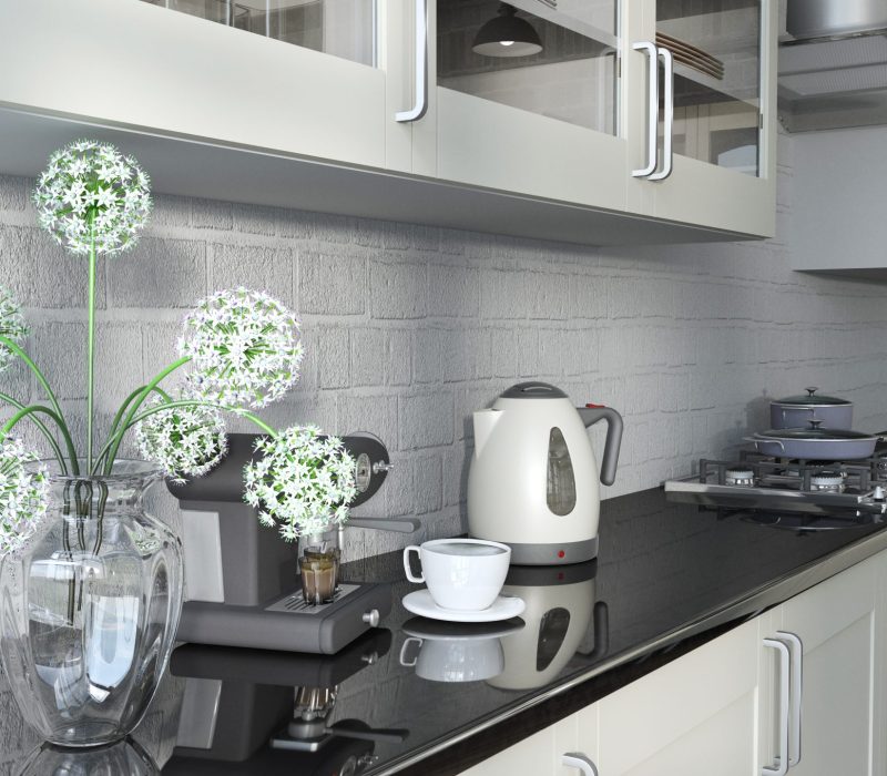 3D render of a contemporary kitchen